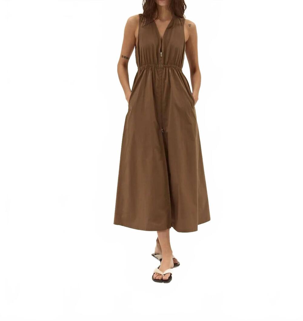 NEW DELUC rubbens midi dress in chocolate